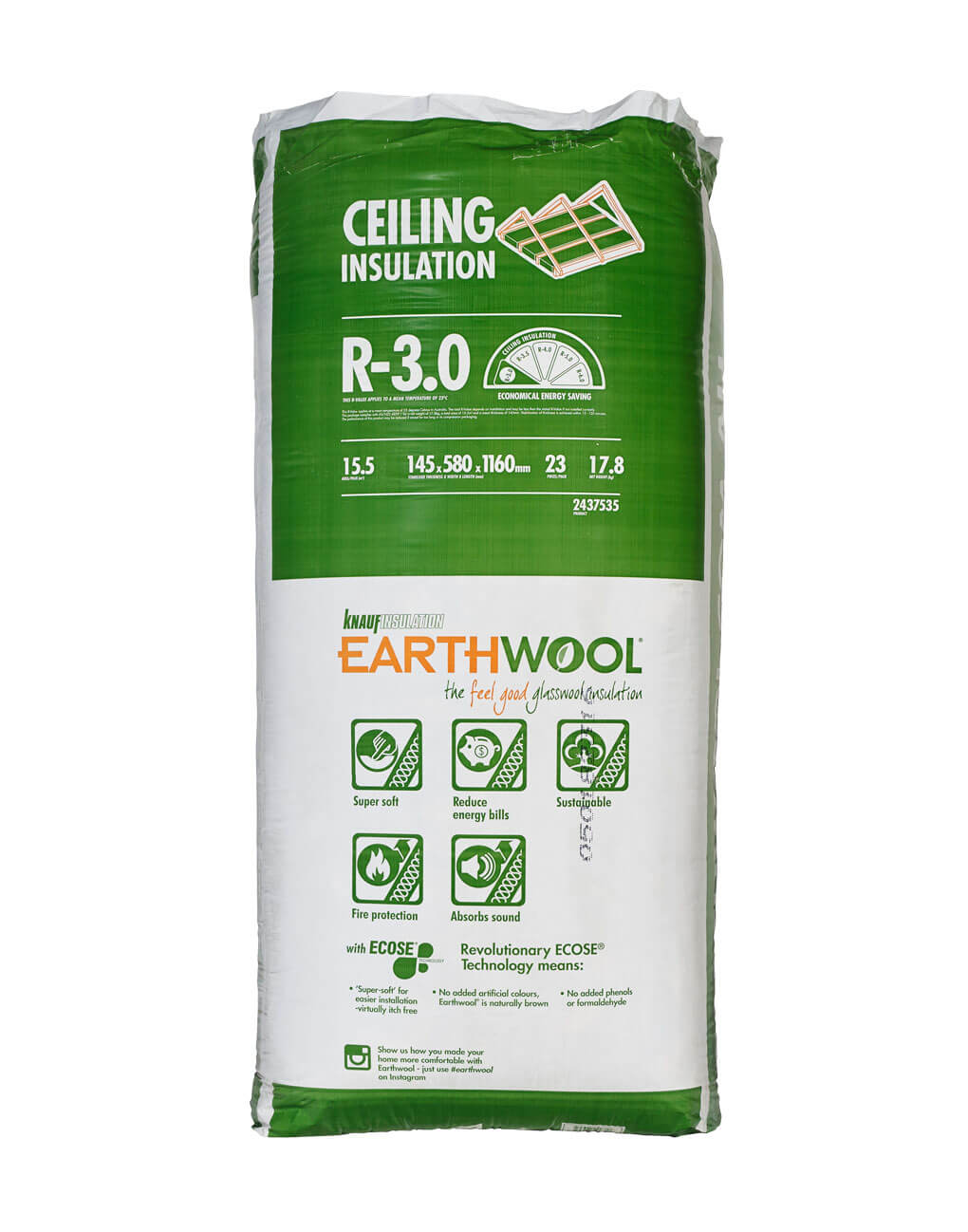 R3.0 Knauf Earthwool® Thermal Ceiling Insulation Batts