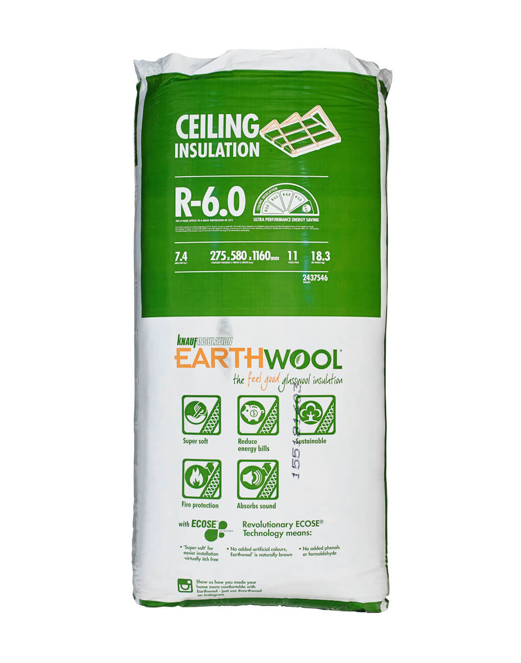 R6.0 Knauf Earthwool® Ceiling Insulation Batts